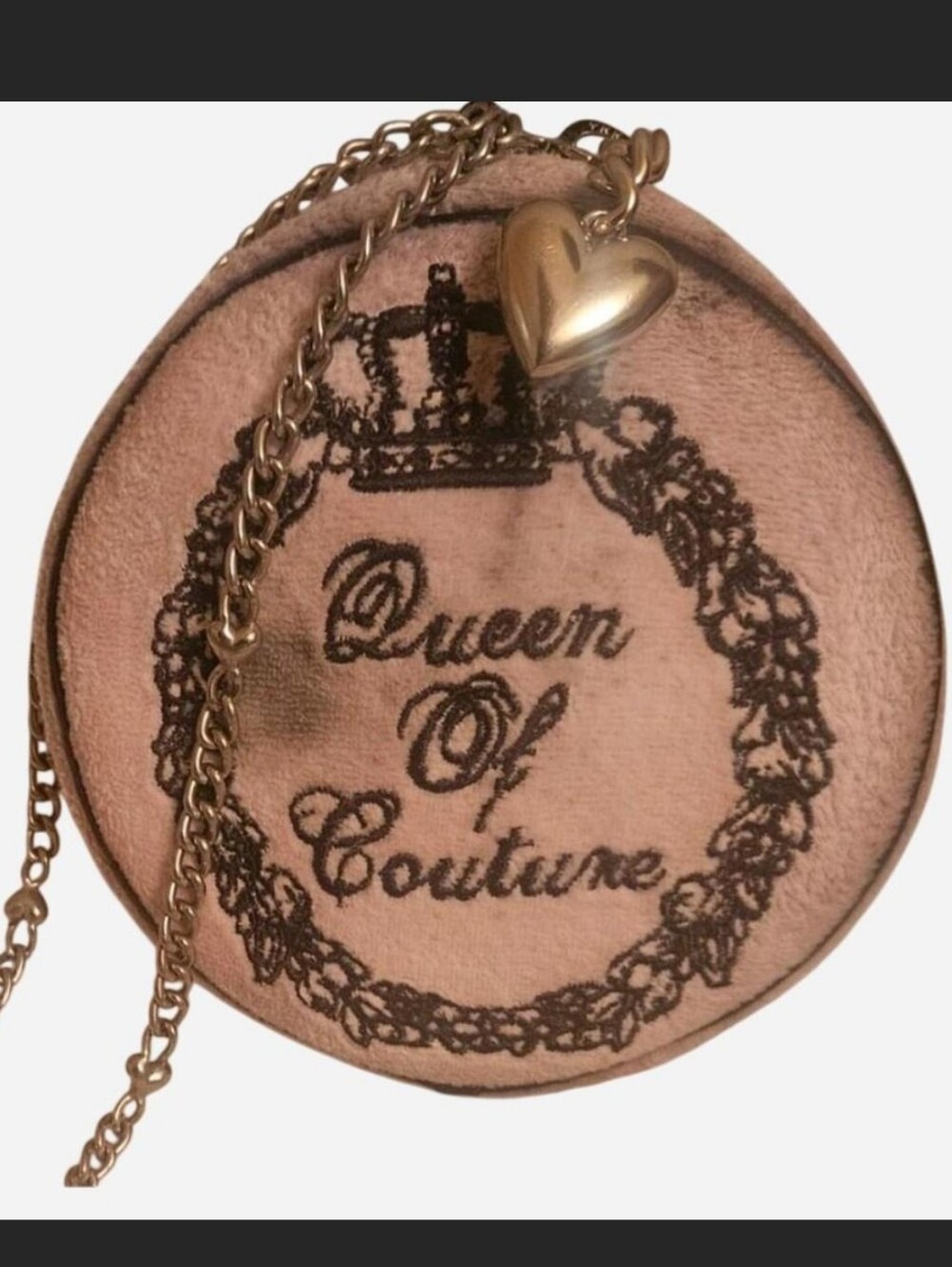 Juicy Couture 2004 Queen Of Couture Pink Terry Cloth Circular Canteen Crossbody - Picture 5 of 8